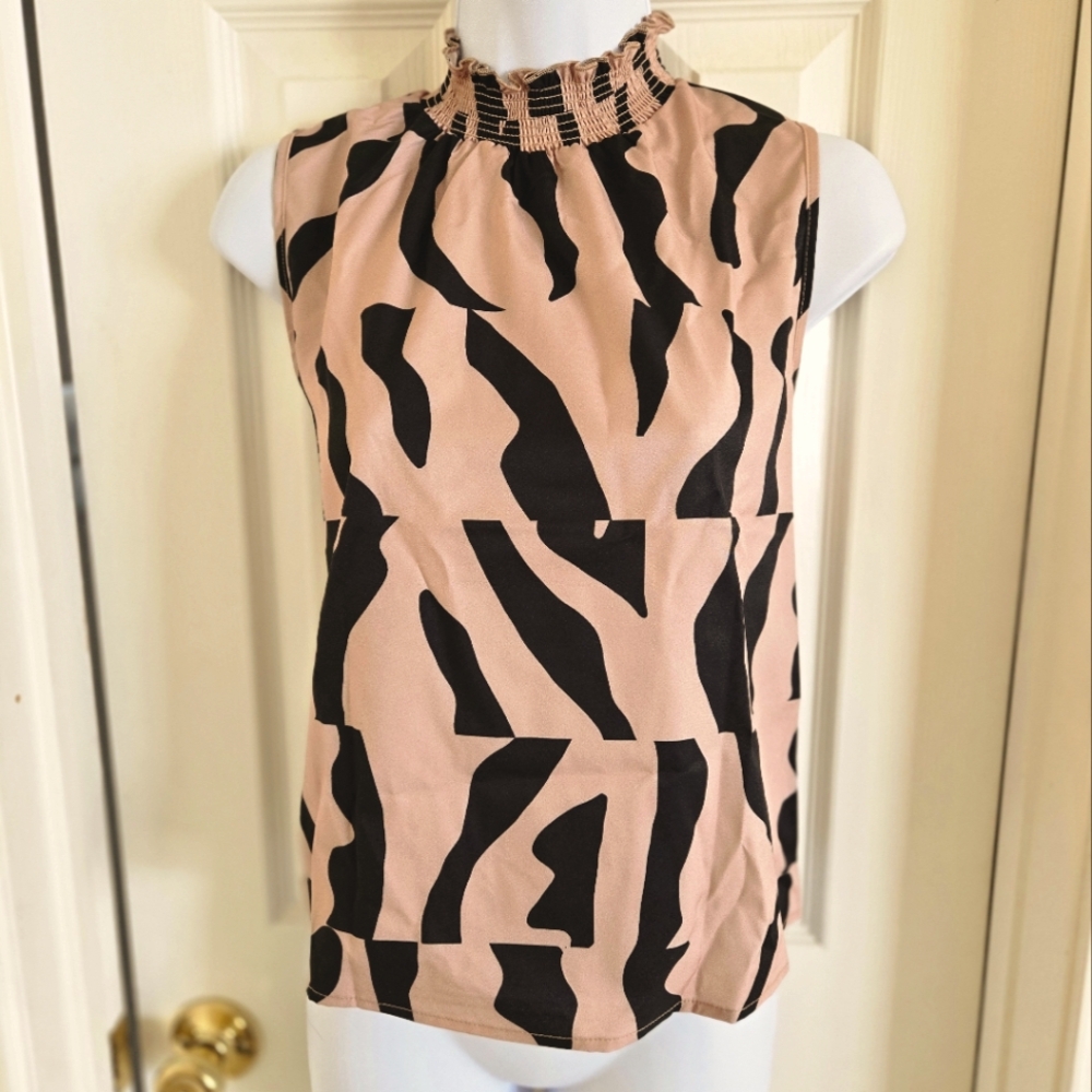 Shein Women's Chic Sleeveless Top Size XS‎ Black/Cream NWOT